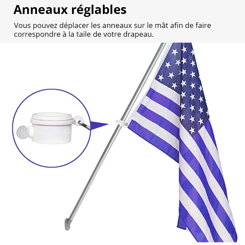 Anneaux mât pour drapeau réglables