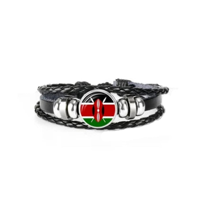 Bracelet en cuir drapeau Kenya