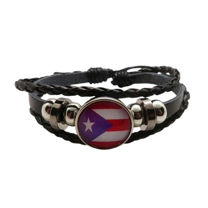 Bracelet en cuir drapeau Porto Rico