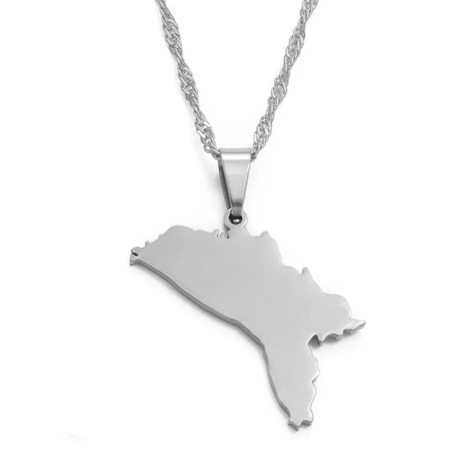 Collier carte Moldavie couleur argent