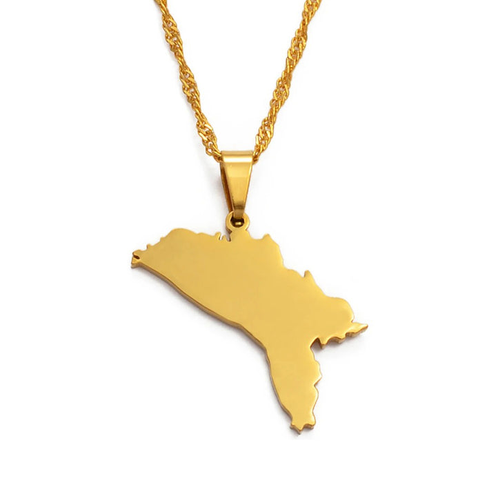 Collier carte Moldavie couleur or