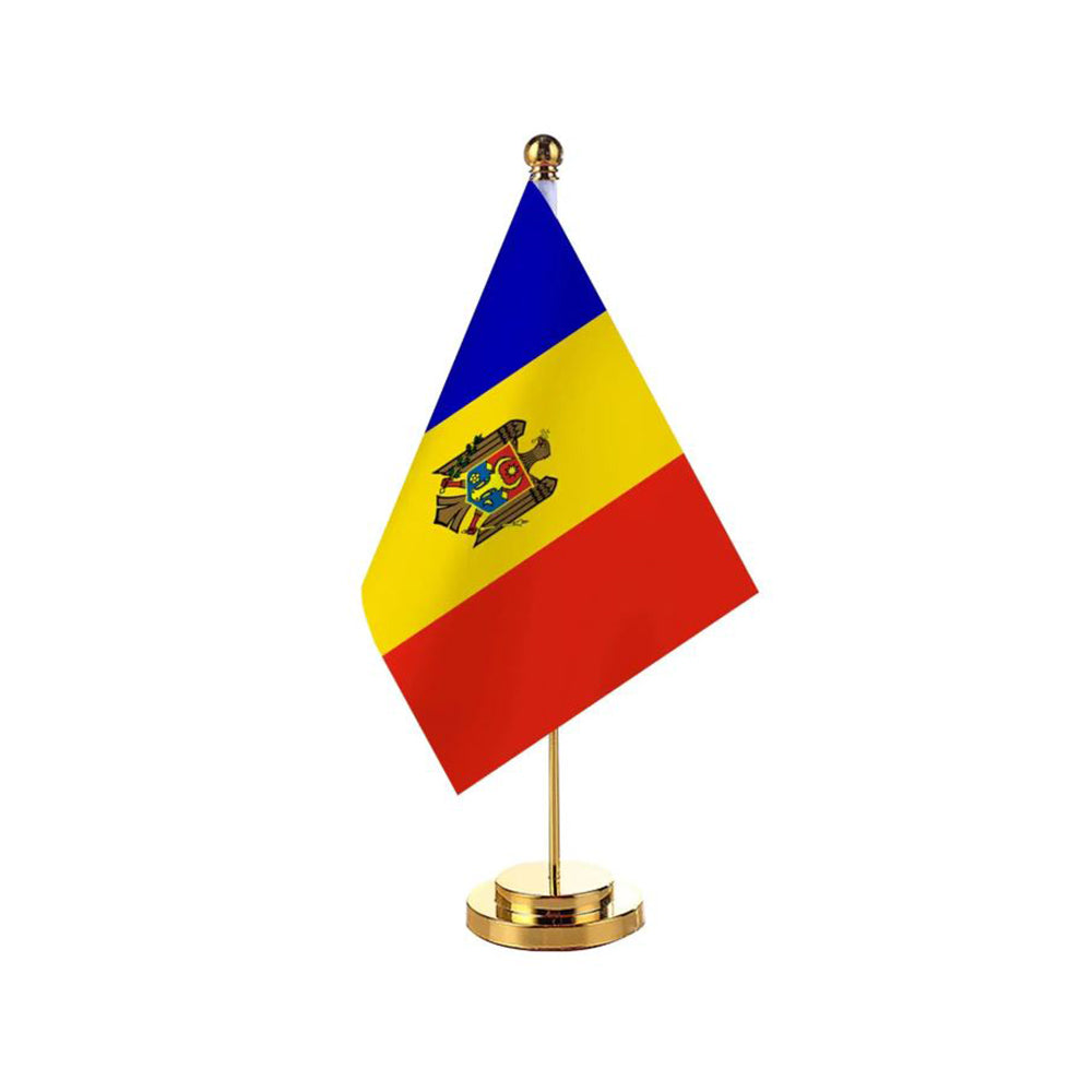 Drapeau Moldavie de table support or