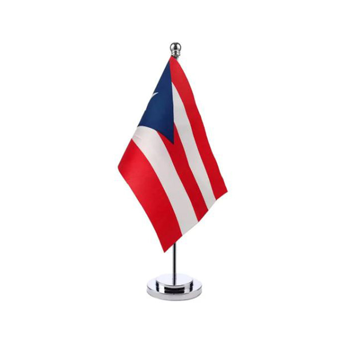 Drapeau Porto Rico de table support couleur argent