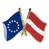 Pin's drapeaux croisés Lettonie & Union Européenne