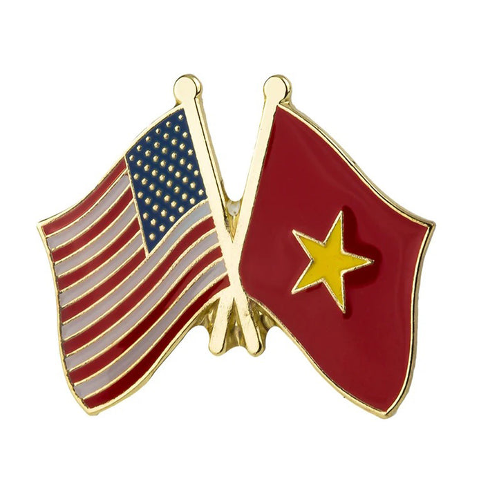 Pin's drapeaux croisés Vietnam & USA
