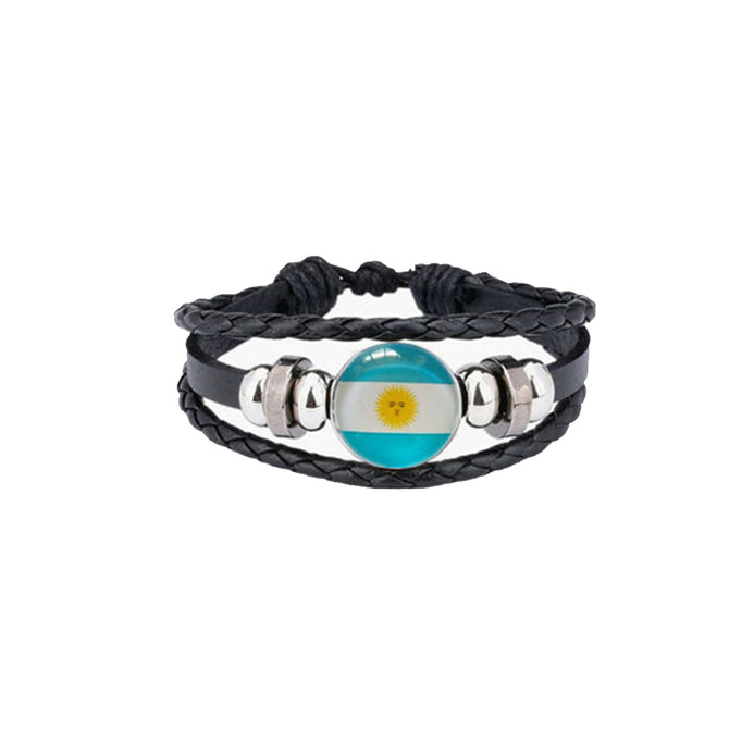 Bracelet en cuir drapeau Argentine