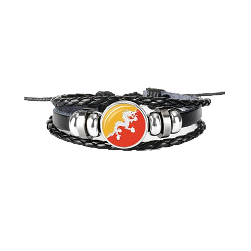 Bracelet en cuir drapeau Bhoutan