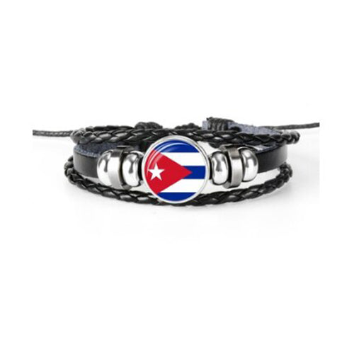 Bracelet en cuir drapeau Cuba