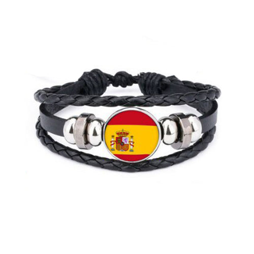 Bracelet en cuir drapeau Espagne