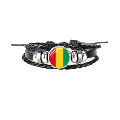 Bracelet en cuir drapeau Guinée
