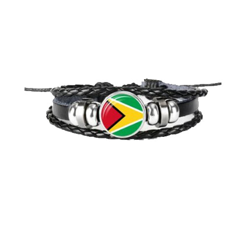 Bracelet en cuir drapeau Guyana