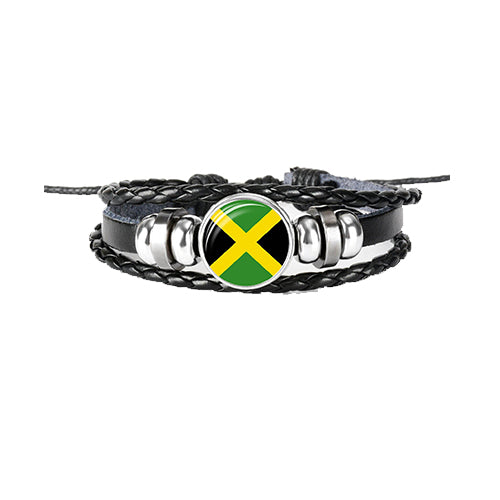 Bracelet en cuir drapeau Jamaïque