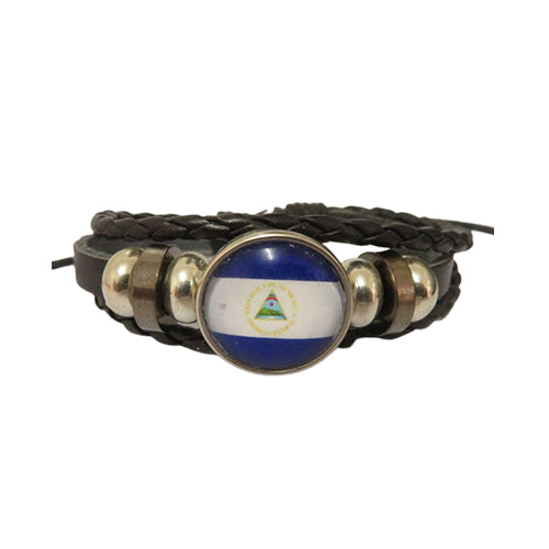Bracelet en cuir drapeau Nicaragua