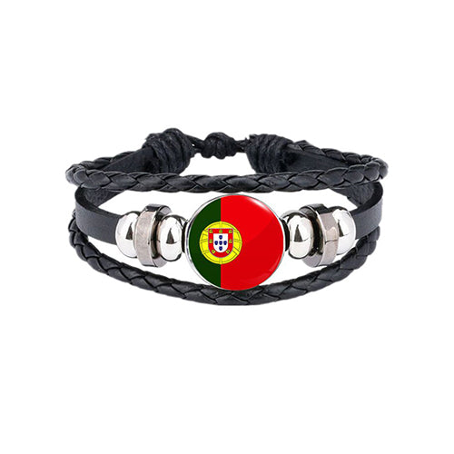 Bracelet en cuir drapeau Portugal
