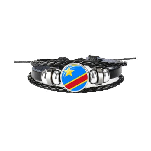 Bracelet en cuir drapeau RDC