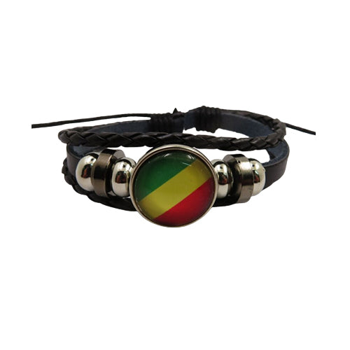 Bracelet en cuir drapeau République du Congo