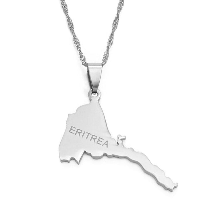 Collier carte Érythrée couleur argent