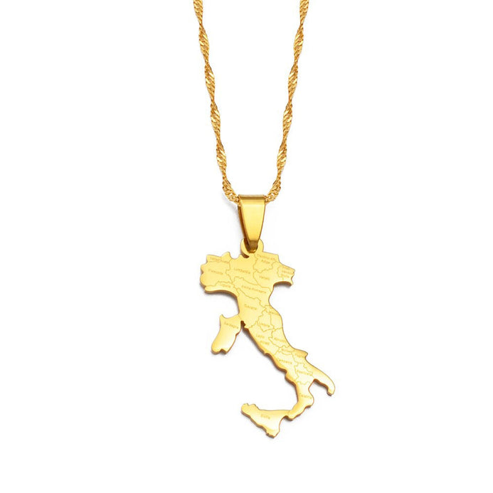 Collier carte Italie couleur or