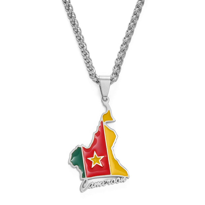 Collier drapeau Cameroun couleur argent