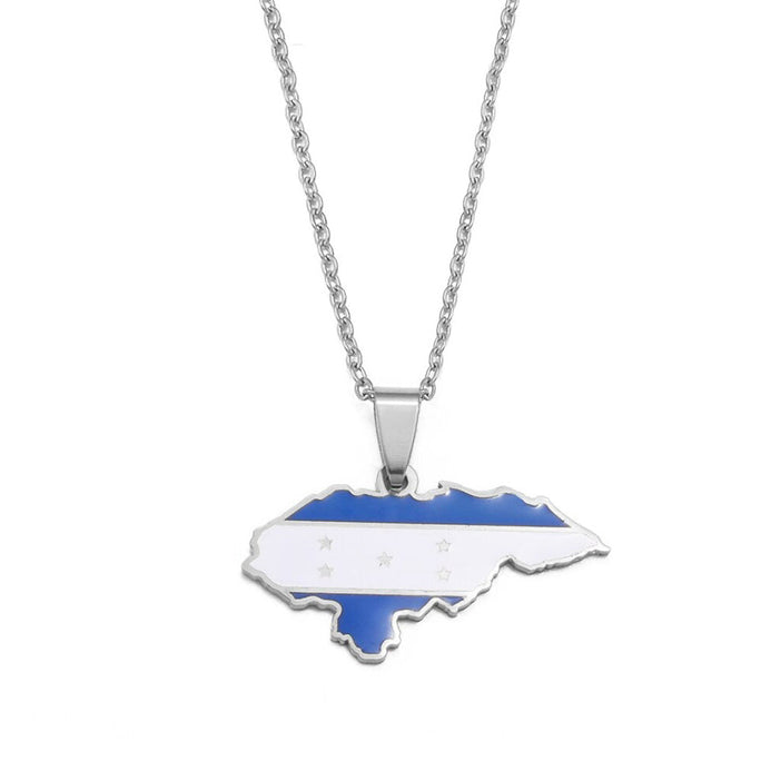 Collier drapeau Honduras couleur argent