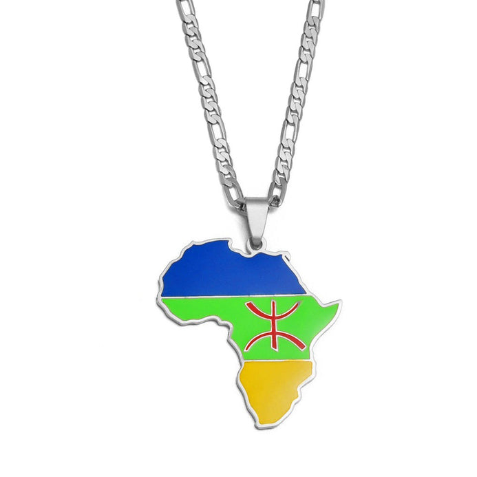 Collier drapeau Kabyle couleur argent