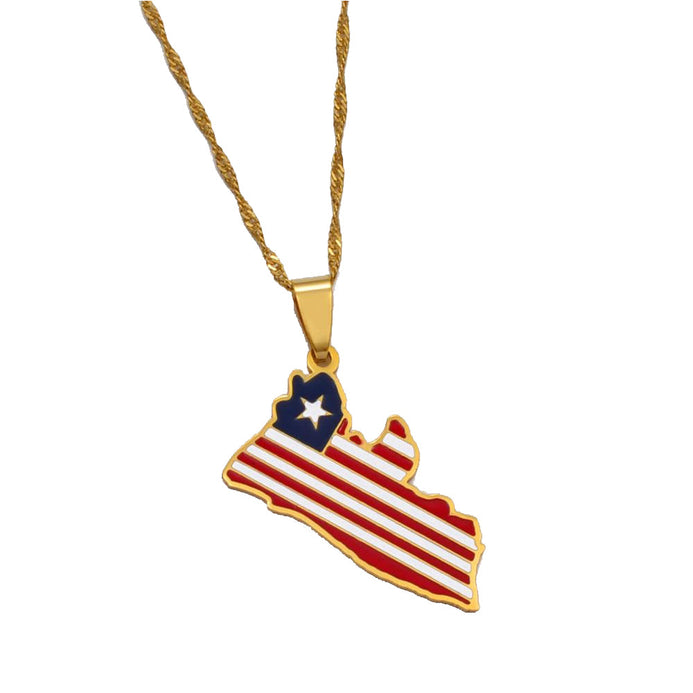 Collier drapeau Liberia couleur or