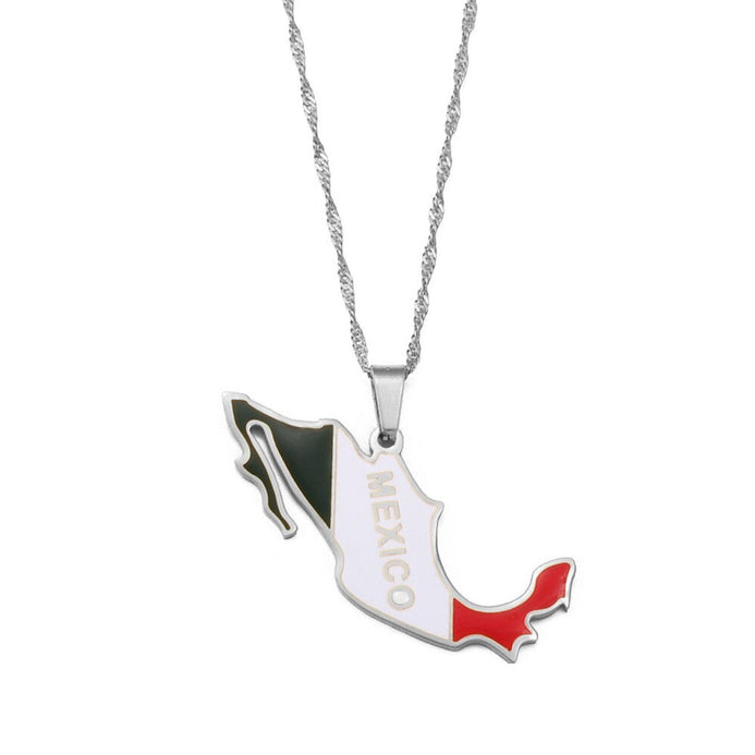 Collier drapeau Mexique couleur argent