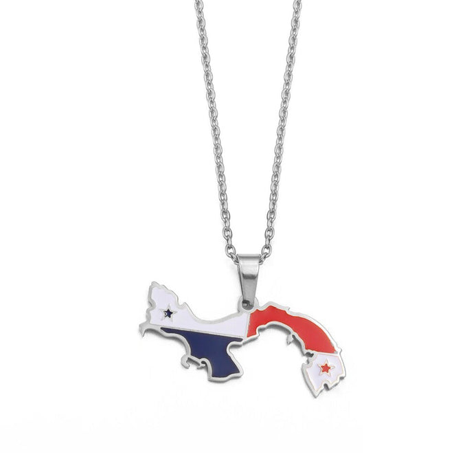 Collier drapeau Panama couleur argent