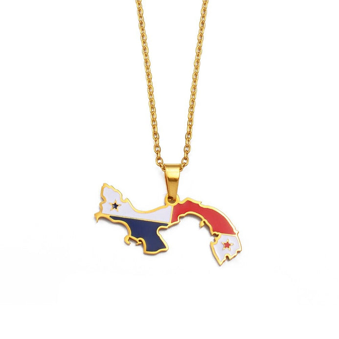 Collier drapeau Panama couleur or