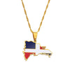 Collier drapeau République Dominicaine couleur or