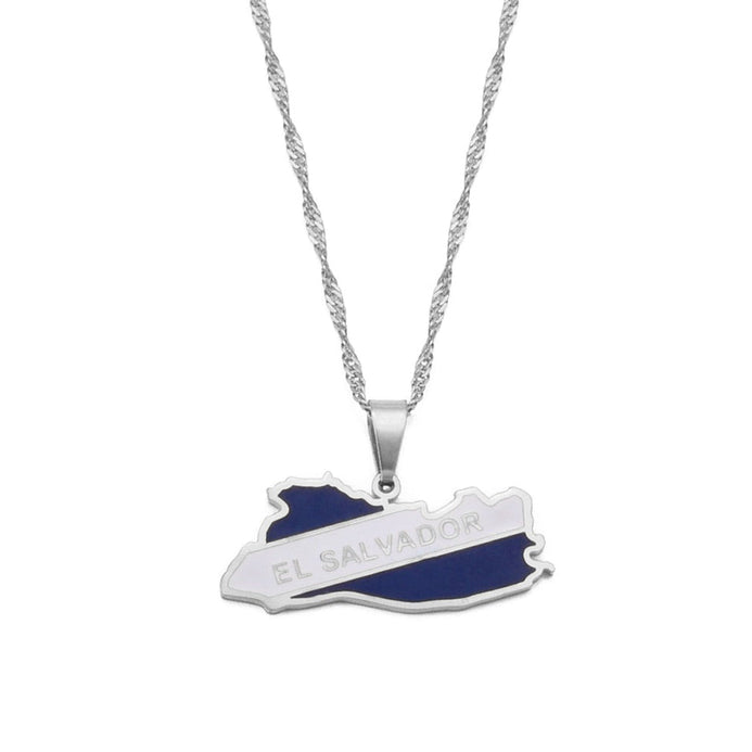 Collier drapeau Salvador couleur argent