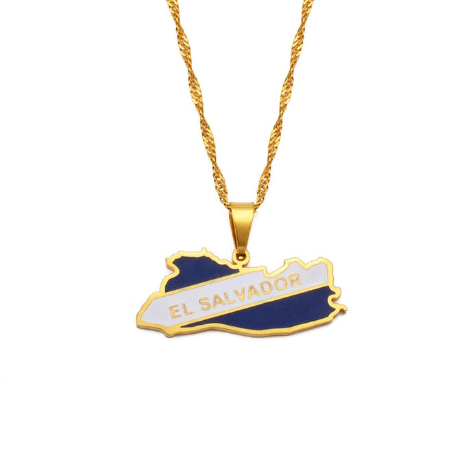 Collier drapeau Salvador couleur or