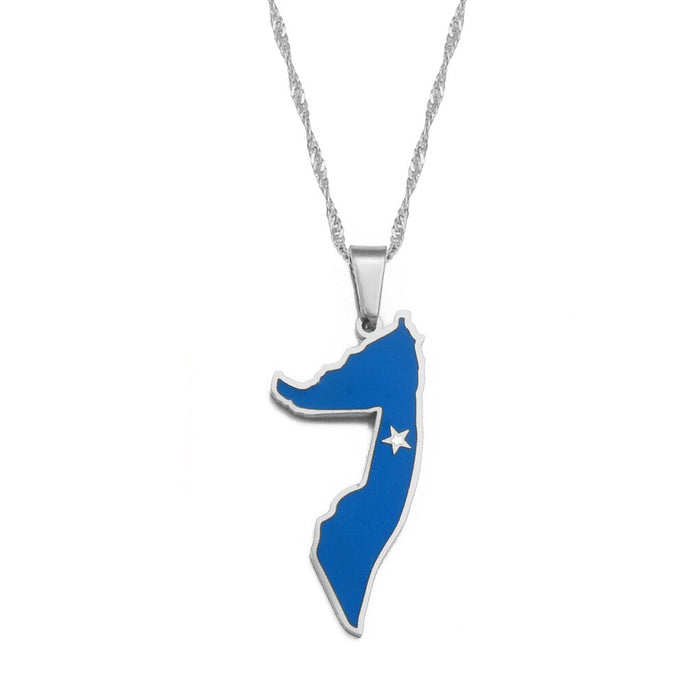Collier drapeau Somalie couleur argent