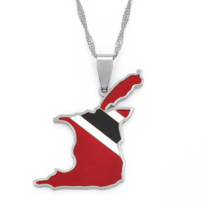 Collier drapeau Trinité-et-Tobago couleur argent