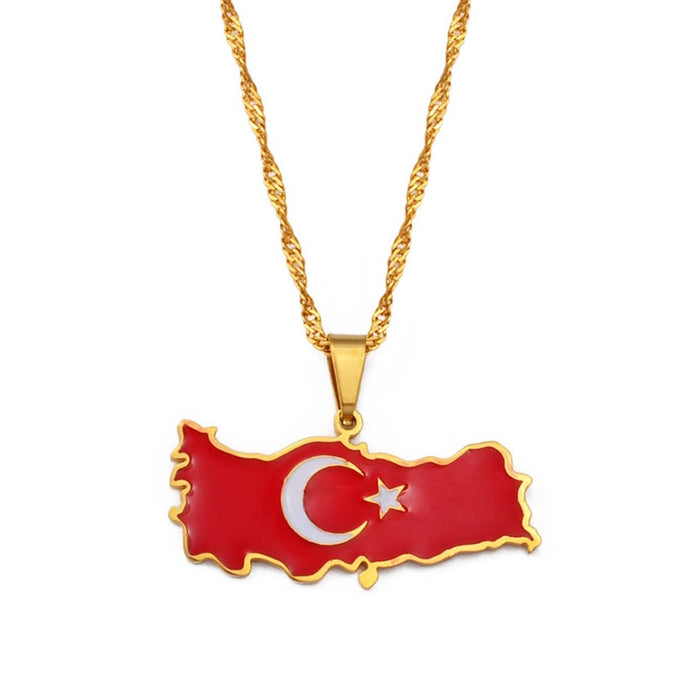 Collier drapeau Turquie couleur or