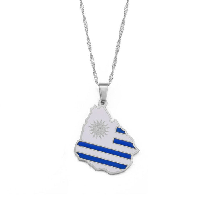 Collier drapeau Uruguay couleur argent