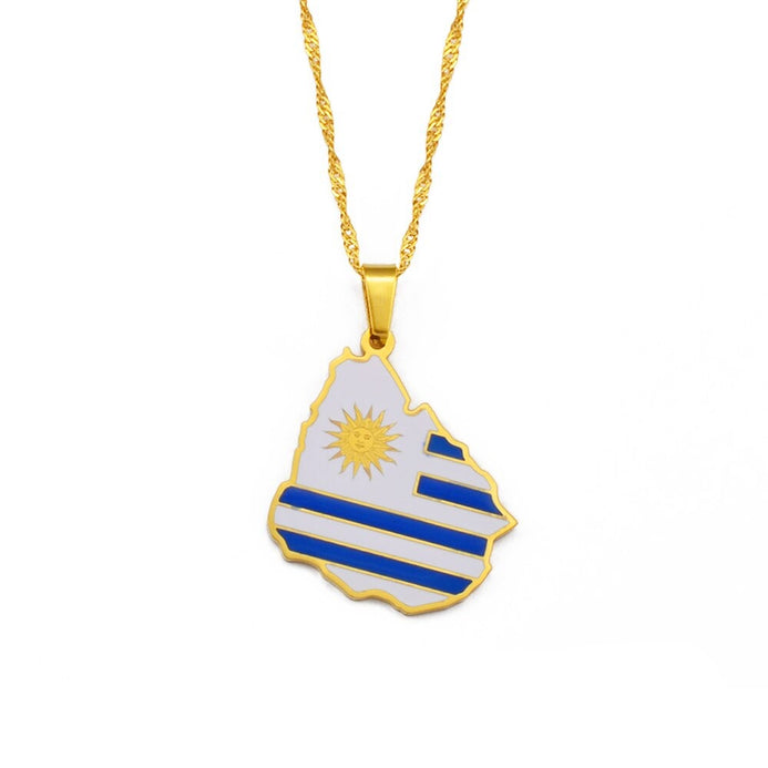 Collier drapeau Uruguay couleur or