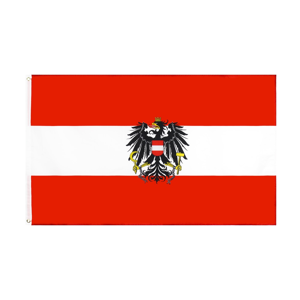 Mini Fanion Drapeau Autriche Avec Aigle - 15x10 Cm - Double Face En Polyester - Pour Voiture, Décoration Ou Support