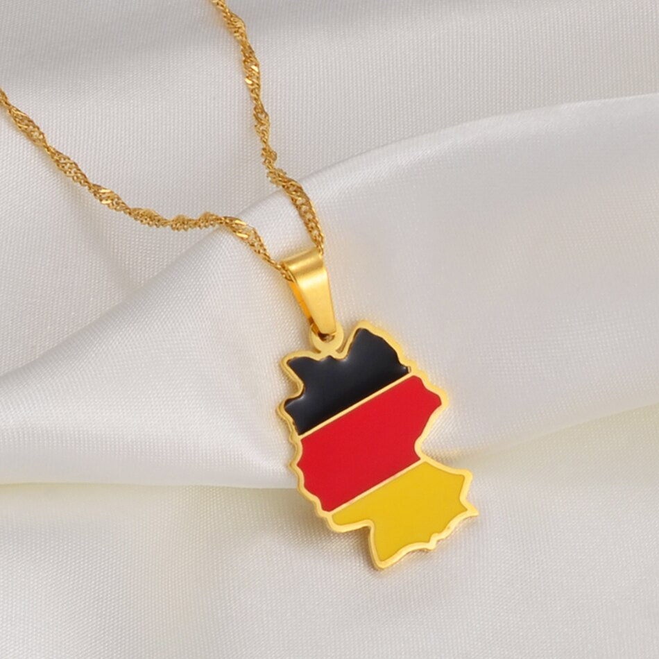 Collier drapeau Allemagne couleur or