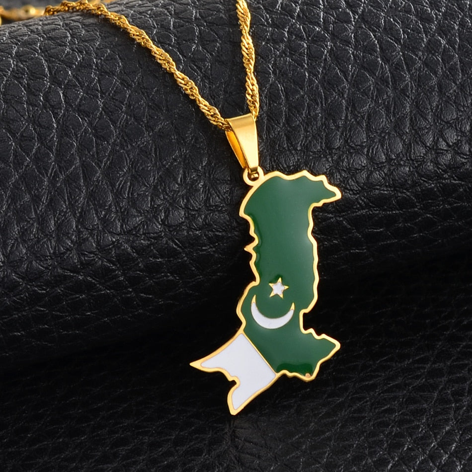 Collier drapeau Pakistan couleur or