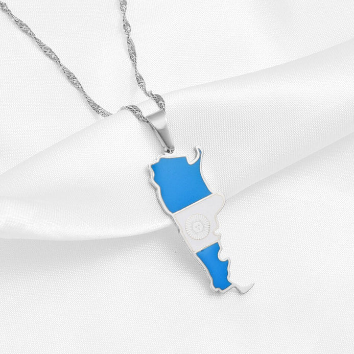 Collier drapeau Argentine couleur argent