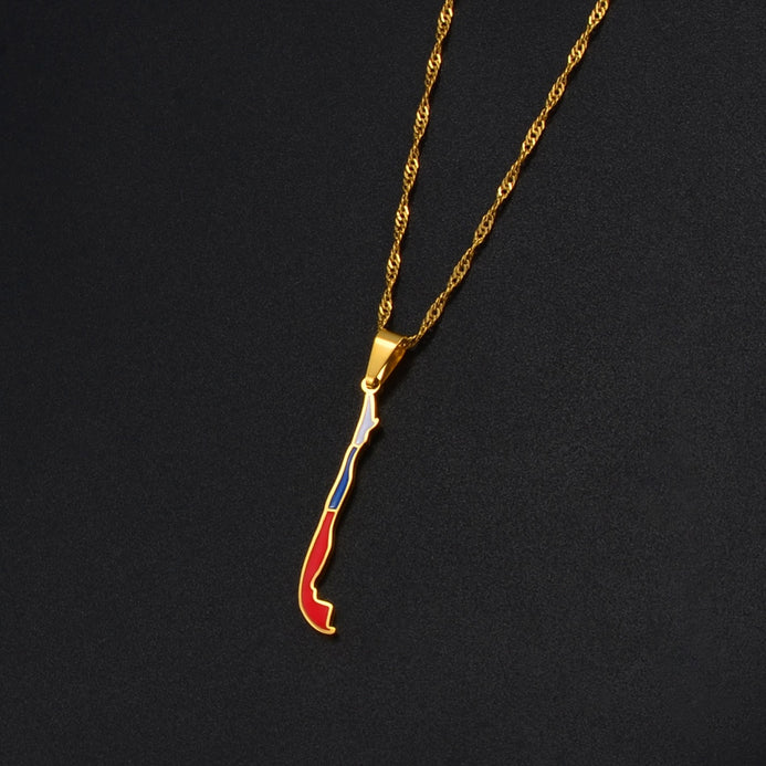Collier drapeau Chili couleur or