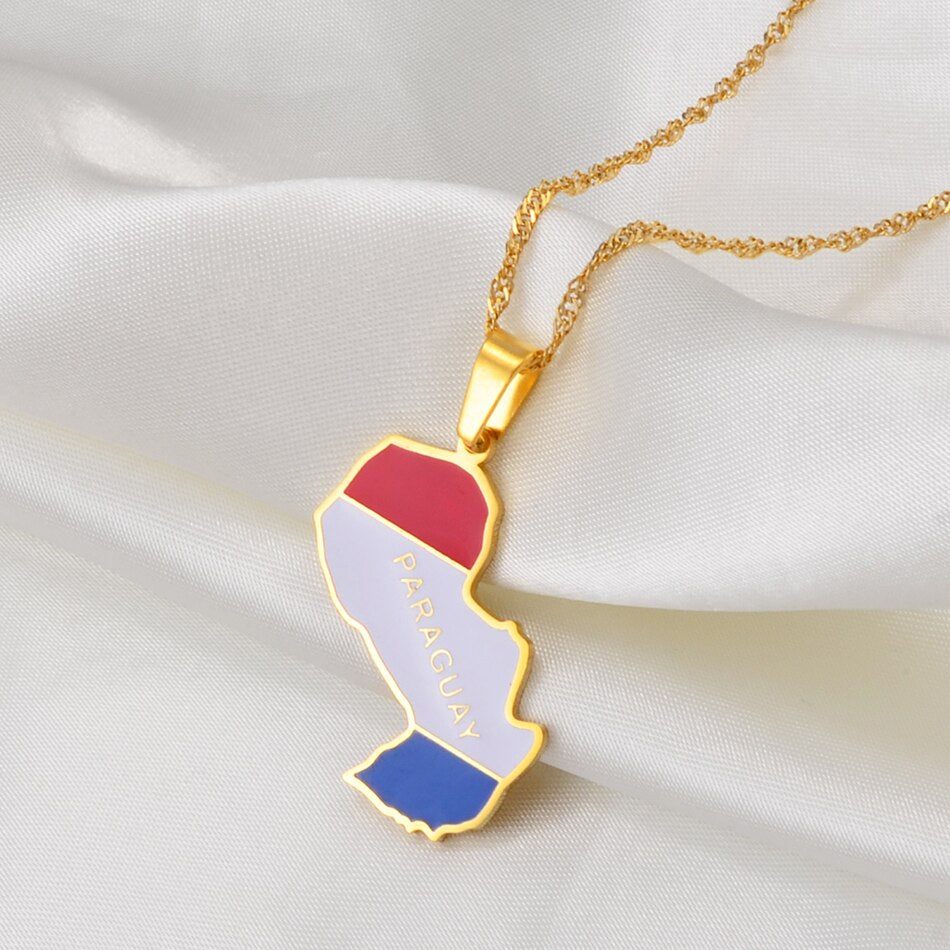 Collier drapeau Paraguay couleur or