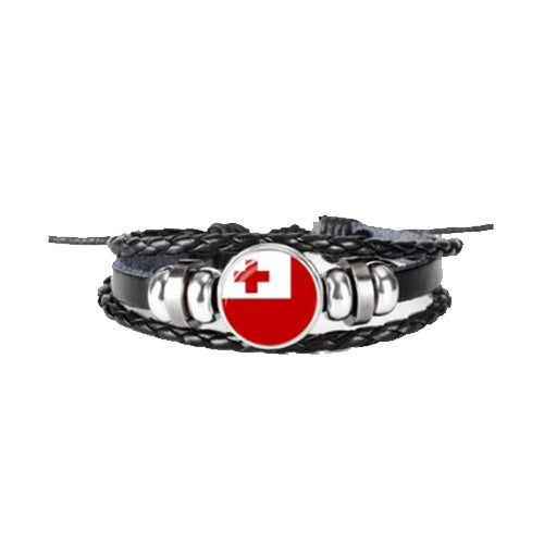 Bracelet en cuir drapeau Tonga