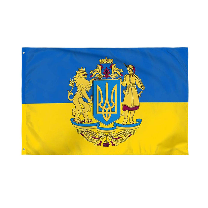 Drapeau Ukraine avec armoiries
